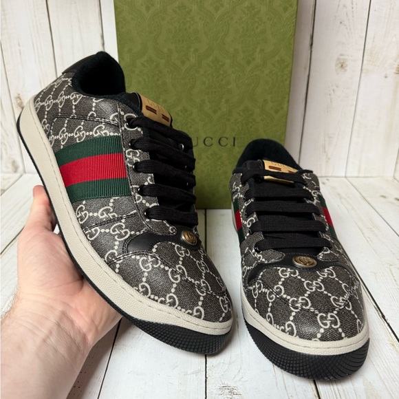 Gucci GG Supereme Monogram Miro Soft Calfskin Screener Sneaker Sz 9.5G / 10.5US - Picture 8 of 15